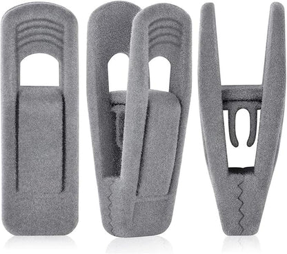Grey Velvet Hangers Clips, Non-Slip Velvet Skirt Hanger Clips by TOFIIGREM
