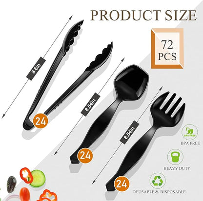 Mwellewm 72Pcs Plastic Serving Utensils Set Large Disposable Serving Spoons - Image 5