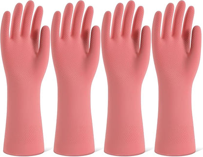 Rubber Cleaning Gloves for Dishwashing, 4 Pairs Reusable Kitchen Gloves for by Unknown