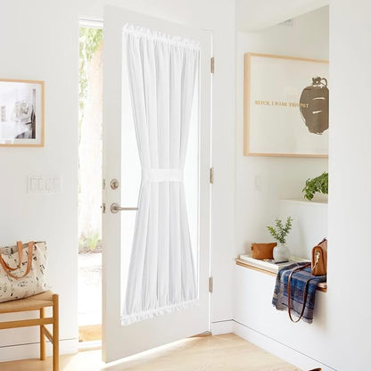NICETOWN Faux Linen French Door Curtain 72 Inch Length Farmhouse Window by NICETOWN