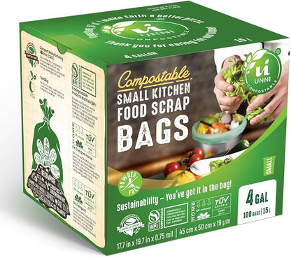 UNNI Compostable Trash Bags, 4 Gallon / 15 Liter, Extra Thick 0.75 mil Small - Image 6
