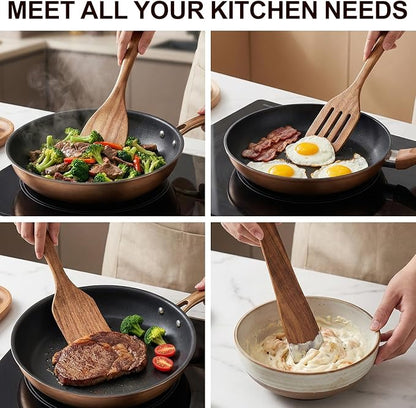 4 Pcs Acacia Wooden Spatula Set Non Toxic Kitchen Utensil Set Slotted Turner - Image 7