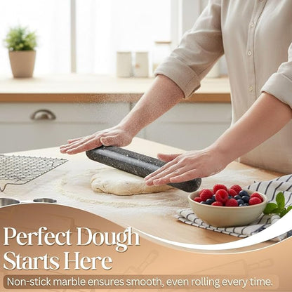 Flexzion French Rolling Pin, 12 Inch Black Marble Rolling Pins - Image 7