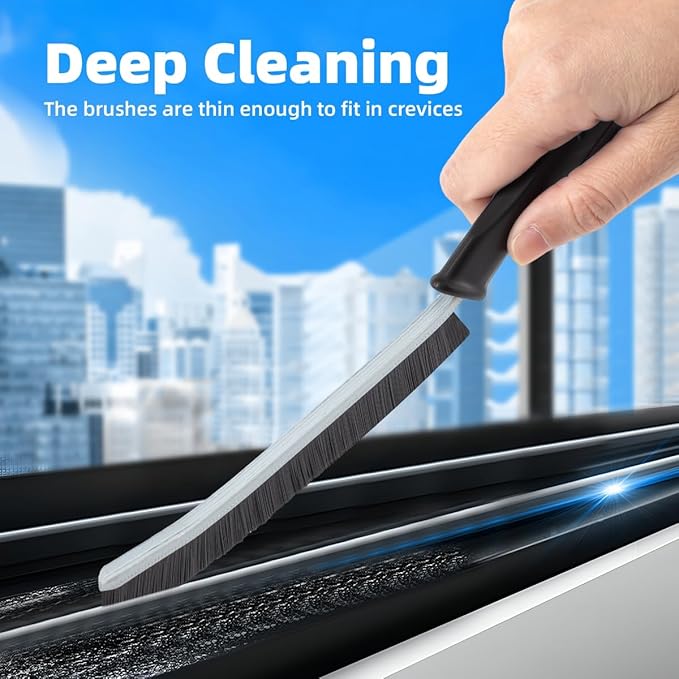 Hard Bristle Crevice Cleaning Brush-Thin Gap Scrub Brush, Small Cleaning Brush, Grout Brush, Kitchen Brush, Cleaning Tools for Toilet, Bathroom, Sink, Home, Household, Window (6, Pink)