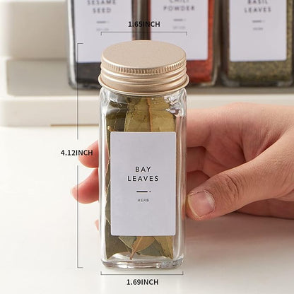 36 Pcs Spice Jars with Label- Glass Spice Jars with Gold Metal Caps, Shaker Lids - Image 2