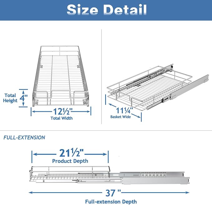 LOVMOR Pull Out Cabinet Organizer 12½" W x 21½" D, Kitchen Cabinet Pull Out - Image 3