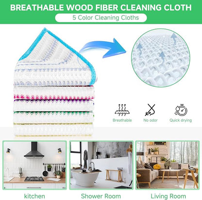Wood Fiber Cleaning Cloth-15pcs, Super Absorbent Cleaning Cloth, No Oil Stains - Image 6