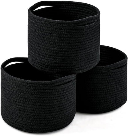 Small Black Baskets for Organizing, Storage Baskets for Shelves, Small Woven by ICERZCZ