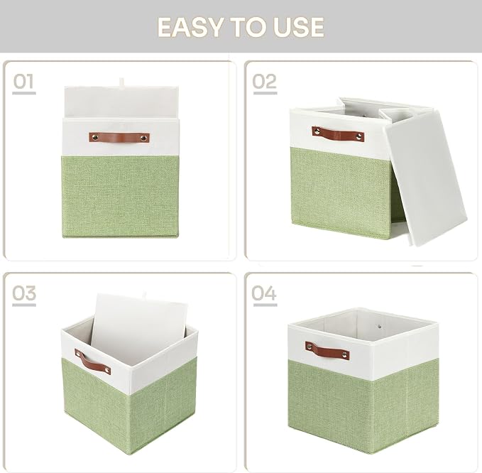 HNZIGE Fabric Cube Storage Bins 13x13 Set of 4 Canvas Storage Baskets - Image 7