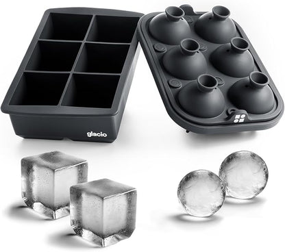 Ice Cube Molds – Large Silicone Ice & Sphere Mold Combo by glacio