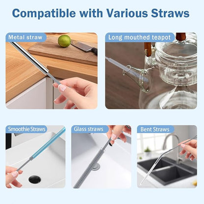 2Pcs Silicone Straw Cleaner Brush, 9.84in Reusable Straw Cleaner - Image 6