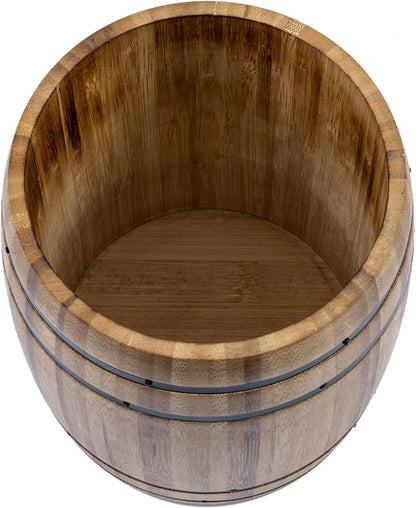 MyGift Wine Barrel Design Kitchen Utensil Crock, Light Brown Solid Bamboo Wood - Image 6
