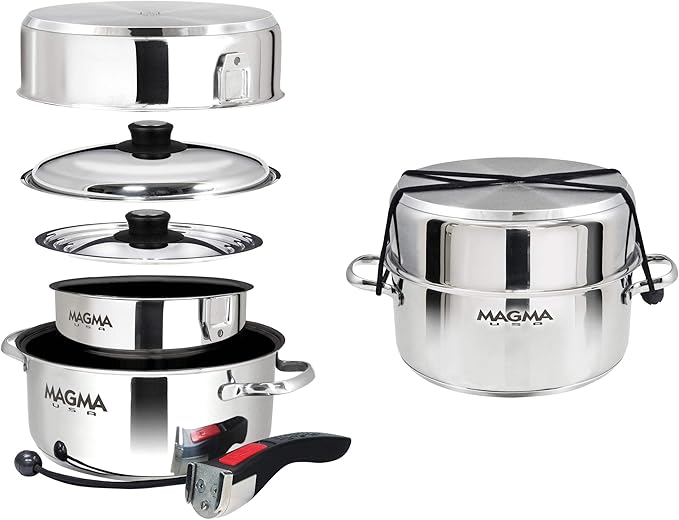 Magma 7 Piece Gourmet Nesting Stainless Steel Cookware Set - Image 5