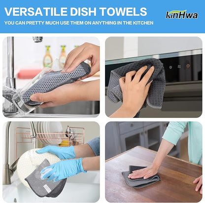 KinHwa Kitchen Washcloths for Dishes Absorbent Microfiber Dish Cloths Quick Dry - Image 7