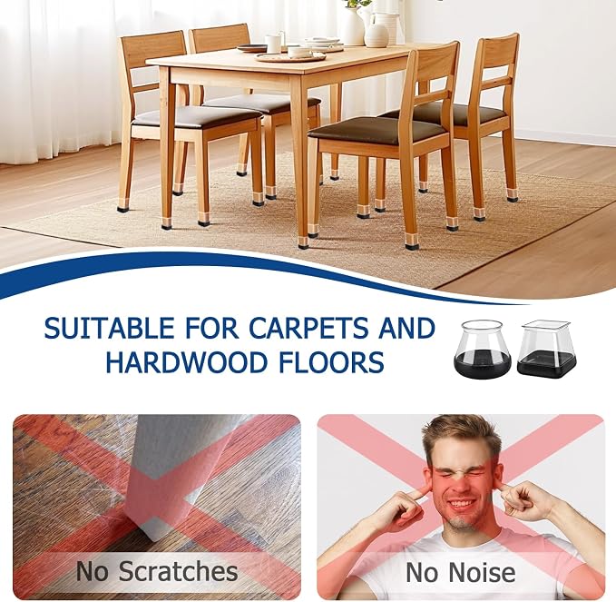 28 Pcs Chair Leg Sliders for Carpet, Round Chair Glides, Silicone Furniture Leg - Image 6