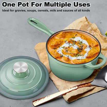 1 Qt & 2 Qt Saucepan Set, Leonyo Enameled Cast Iron Sauce Pan, Cast Iron Dutch - Image 7
