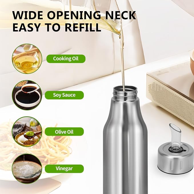 Stainless Steel Oil Dispenser Bottle - 1000ML Leak-Proof Oil Container - Image 4