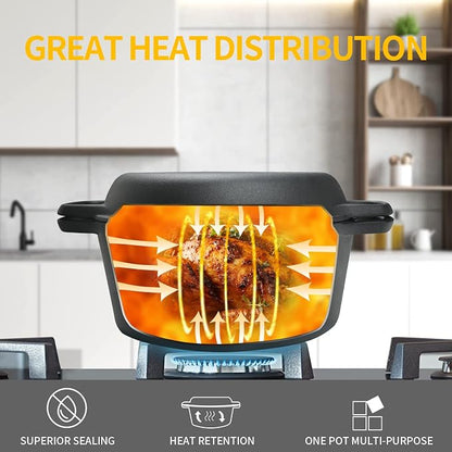 EDGING CASTING 2-in-1 Pre-Seasoned Cast Iron Dutch Oven Pot - Image 7
