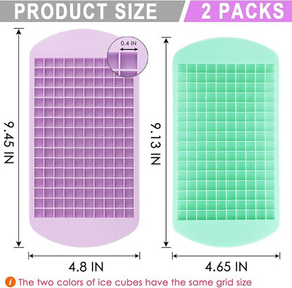 Silicone Mini Ice Cube Trays 2 Pack, 160 Crushed Ice Cube Molds, Easy Release - Image 2