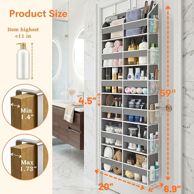 2 Pack Over The Door Organizer 6 Tiers, Extra Large Behind Door Storage of 12 - Image 4
