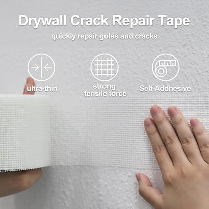 2 Rolls Drywall Repair Joint Tape, 2 Inch x 164FT, Self-Adhesive Drywall Mesh - Image 3