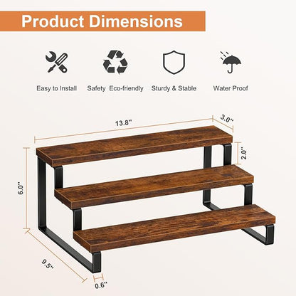 Giikin 3-Tier Spice Rack, 13.8 Inch Wood Step Shelf Countertop Spice Storage - Image 5