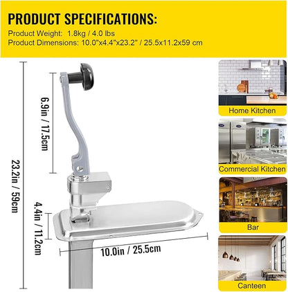 VEVOR Commercial Can Opener, 23.2"/59cm Long, Stainless Steel Manual Table Can - Image 3