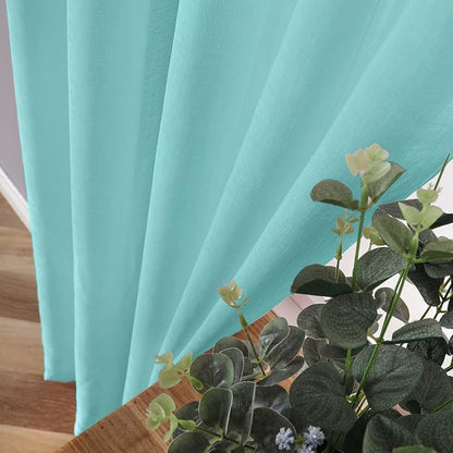 Tollpiz Sheer Curtains Linen Textured Living Room Curtain Sheers Light - Image 3