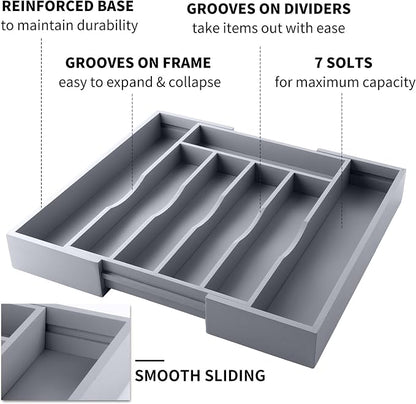 Expandable Bamboo Kitchen Drawer Organizer - Image 3