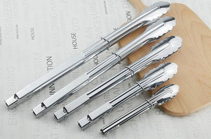 HINMAY Stainless Steel Kitchen Tongs Set Metal Cooking Tongs - Image 5