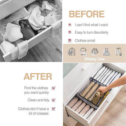 Wardrobe Clothes Organizer 7 Grids Portable Closet Organizer Mesh Separation - Image 5