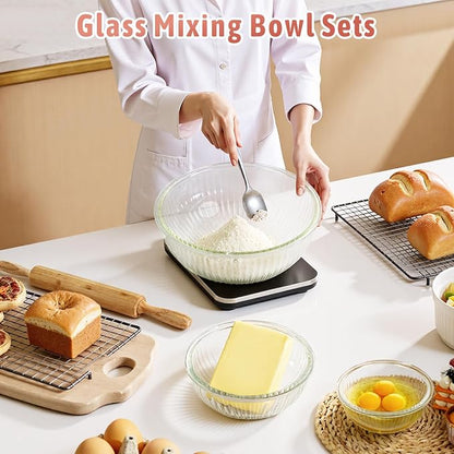 Glass Mixing Bowls with Lids Sets, 5 Packs Glass Bowls with Lids - Image 3