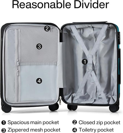 Hanke 29 Inch Expandable Checked Luggage Lightweight PC Hard Shell Luggage Suitcases with Wheels Tsa Luggage Rolling Large Suitcase Travel Luggage Bag for Study Abroad.(Caribbean Blue)