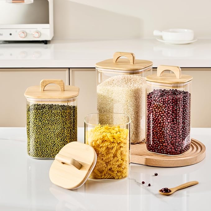 Sweejar 4 qt Large Jars with Bamboo Lids, 1 Gallon Glass Candy Jar with Lid - Image 3