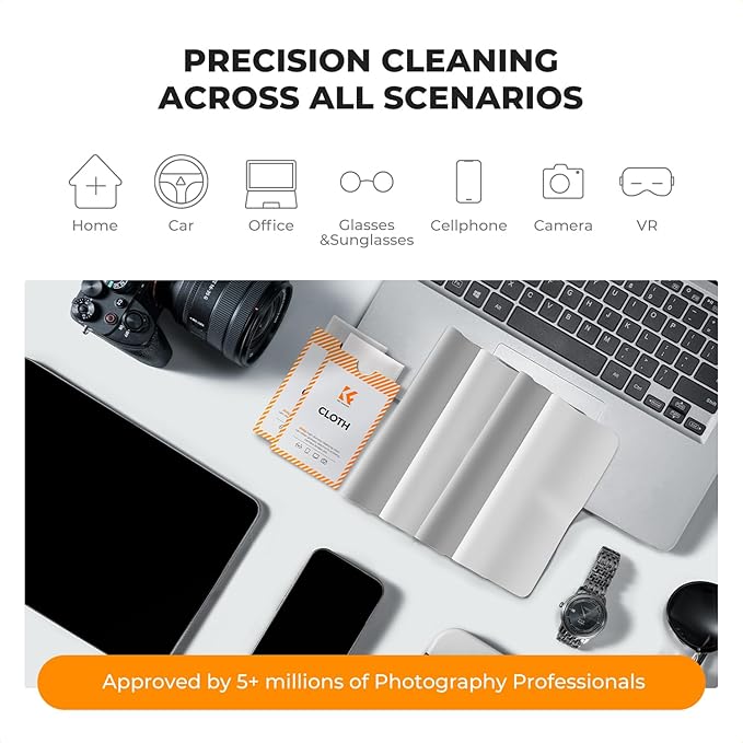 K&F CONCEPT 2 Pack Lens Cleaning Cloth | Microfiber Cleaning Cloth | Glasses - Image 4