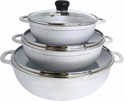 IMUSA Caldero Stock Pot with Glass Lid 3pc Set, 1.5/2.5/5.2qt, Cast Aluminum by VisitIMUSA