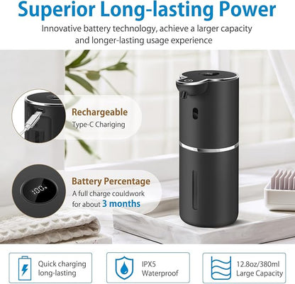 Automatic Foaming Soap Dispenser 12.8oz, Rechargeable & 6 Levels Foaming - Image 4