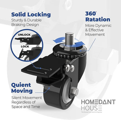 HOMEDANT House 5-Tier Metal Rolling Cart Shelf Rack Casters Heavy Duty - Image 13