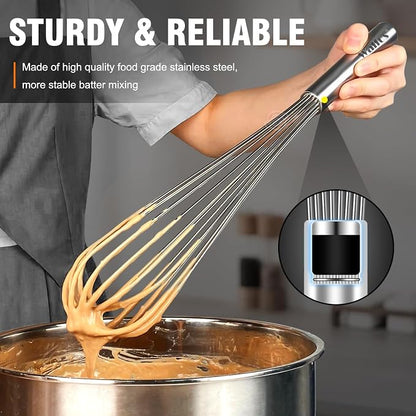 Walfos Whisk, 14in Large Whisks, Heavy Duty Stainless Steel Wire Whisk - Image 2