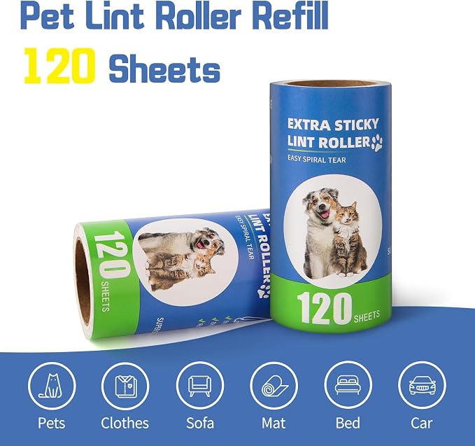 Extra Sticky Lint Roller Refills 2 Pack fit 3.8"-4" Standard Size Lint Roller - Image 5