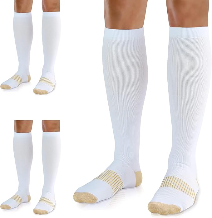 Medical Compression Socks for Women and Men 3 Pairs 20-30 mmHg Knee High Christmas Compression Stockings Circulation Best for Running Athletic Nurses