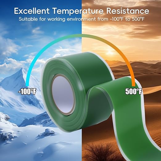 Self Fusing Silicone Tape 2 Rolls 1 in x 10' Green Waterproof Rescue Tape - Image 5