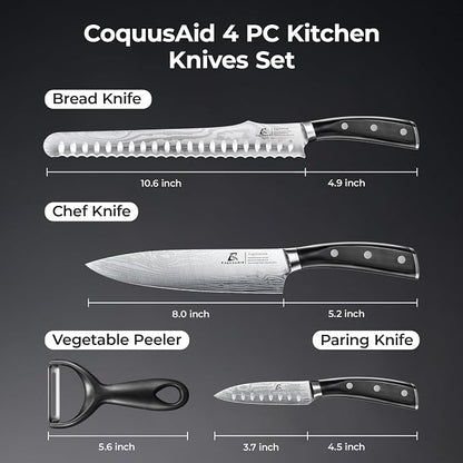 CoquusAid Kitchen Knives Set, Razor Sharp High Carbon Stainless Steel Knife Set - Image 3