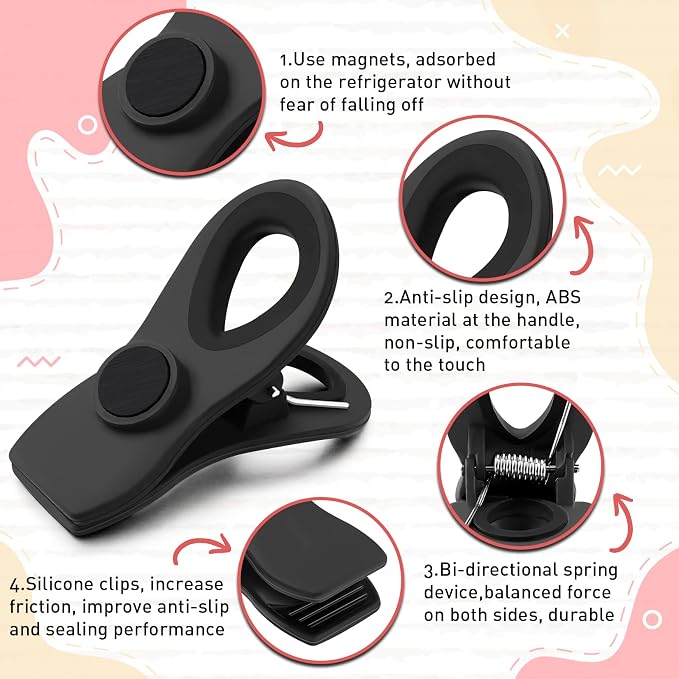 12 Pack Magnetic Chip Clips, Bread Clips Food Bag Clips - Image 2