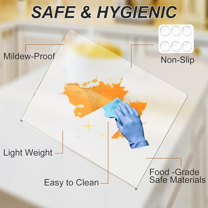 JJL Acrylic Cutting Board with Counter Lip, 30 x 20 Inches, and Vegetables - Image 2