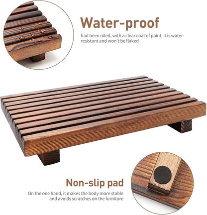 Farmhouse Bathroom Counter Organizer Wooden Display Pedesta Stand Small Kitchen - Image 4