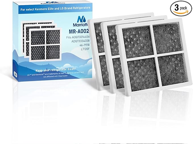 MARRIOTTO LT120F Refrigerator Air Filter Replacement for LG LT120F, Kenmore Elite 469918, 9918, ADQ73334008, ADQ73214402, ADQ73214404, 3 Pack