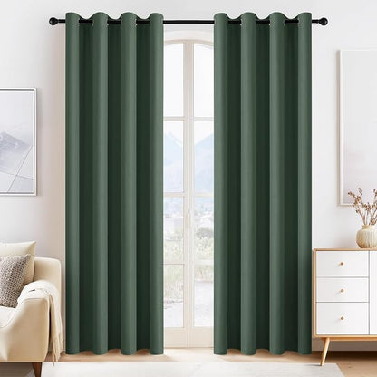 PONY DANCE Dark Green Blackout Curtains 80 inch Long 2 Panels Set, Thermal by PONYDANCE