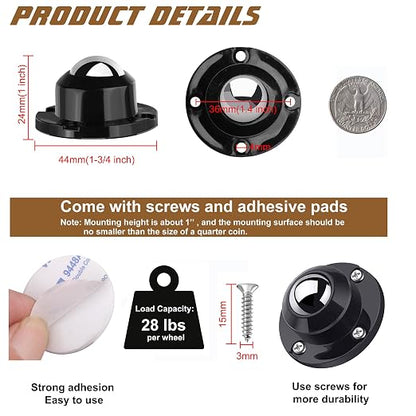 PlusRoc 12 Pack Self Adhesive Caster Wheels 1 Inch - Image 2