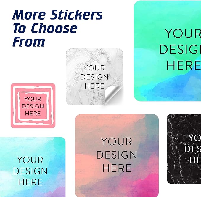 100 Custom Vinyl Stickers - Upload Your own Image, Text, Design, Logo - Personalized Logo Labels for Handmade, Packaging, Bottle, Jars, Candle, Brand Stickers (Silver Marble, 1.5x1.5 Square)
